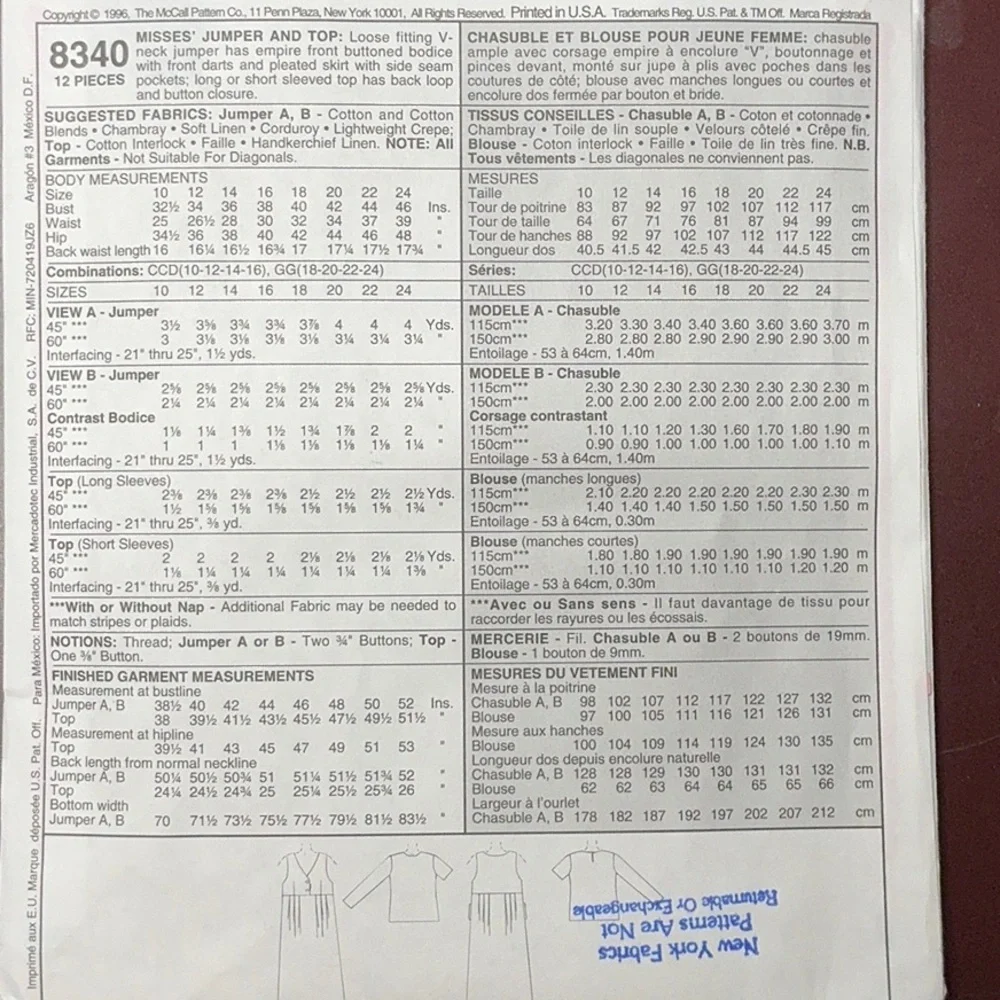 McCall's Easy Stitch 'n Save 8340 Dress Pattern